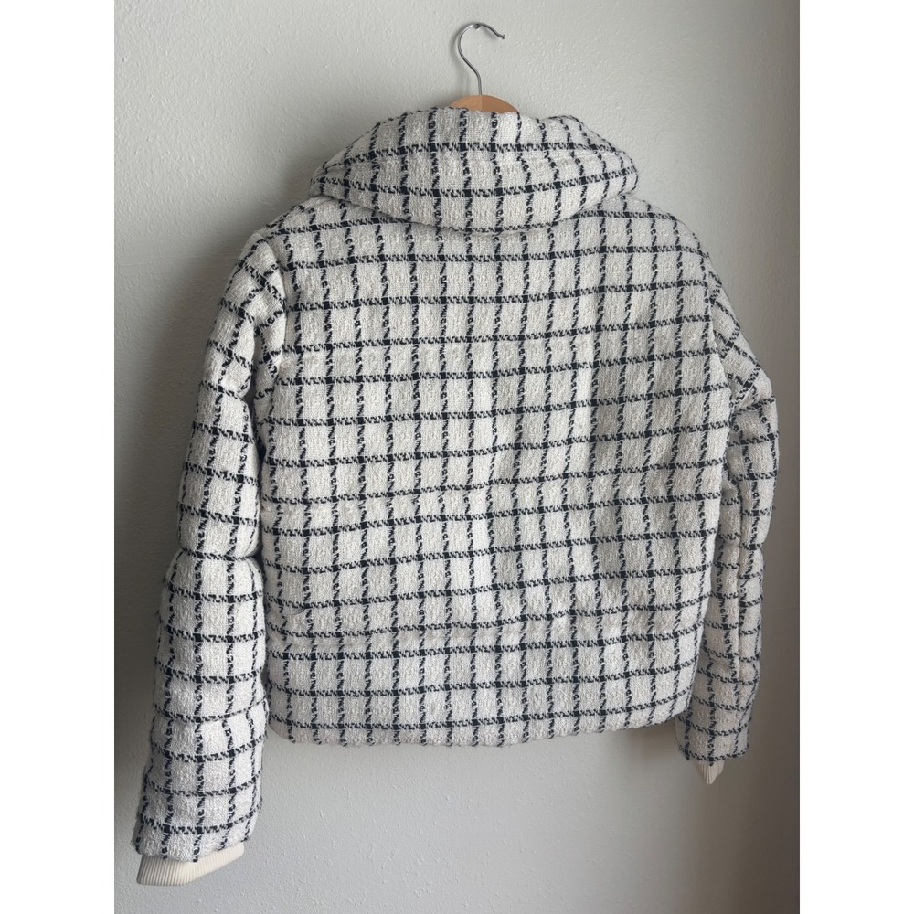 JASON WU Womens Ivory Black Plaid Tweed Bomber Jacket Full Zip Collar XS $395 - Picture 2 of 8